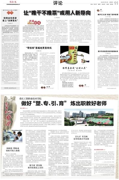 《重庆日报》报道我院师资队伍建设成果